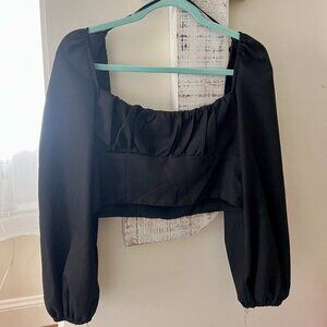 Princess Polly - Square Neck Long Sleeve - Black